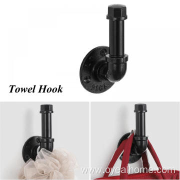 4-Piece Iron Pipe Bathroom Towel Holder for Wall